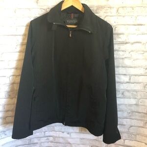 Towne Collection Jacket Large Black Full Zip Quilted Lined Lightweight 076790A